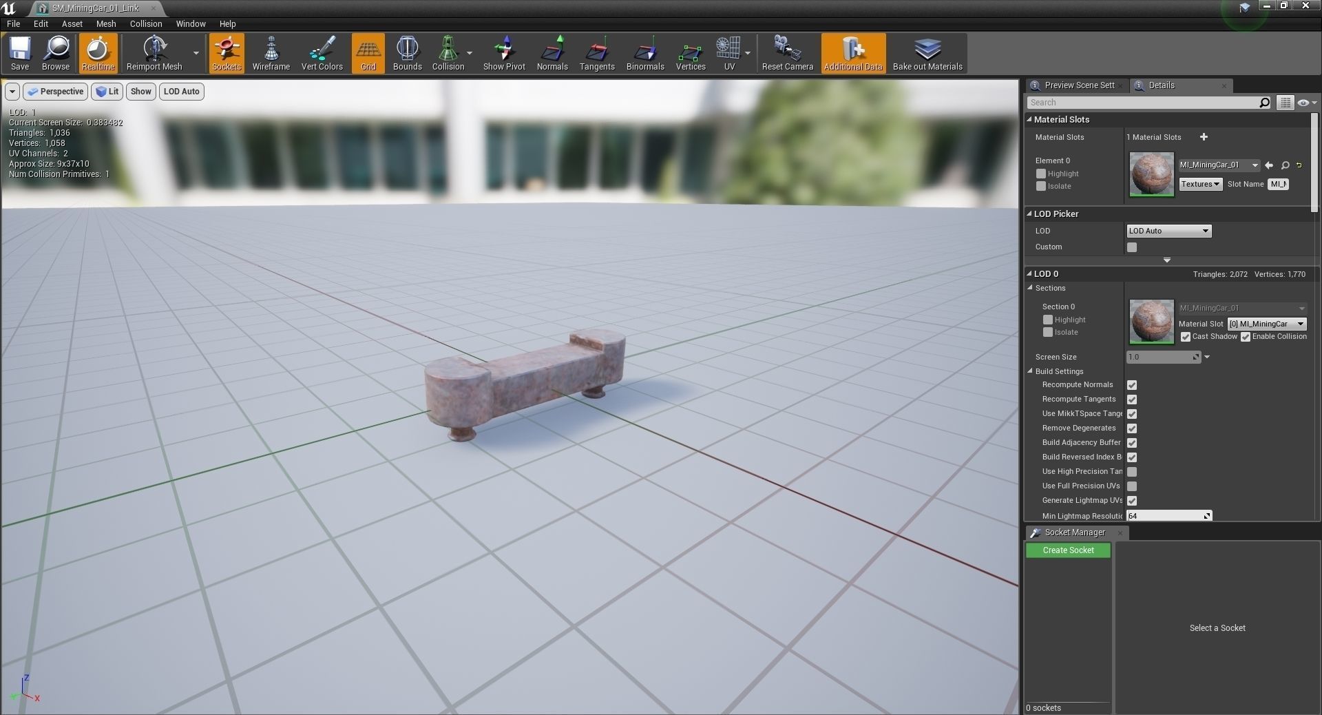 Western - Mining Cart with Railway Low-poly 3D model_10