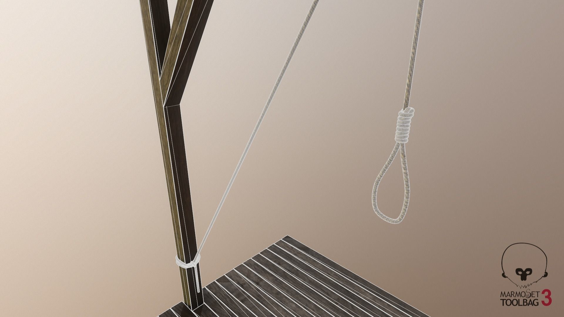 Western - Gallows Low-poly 3D model_7