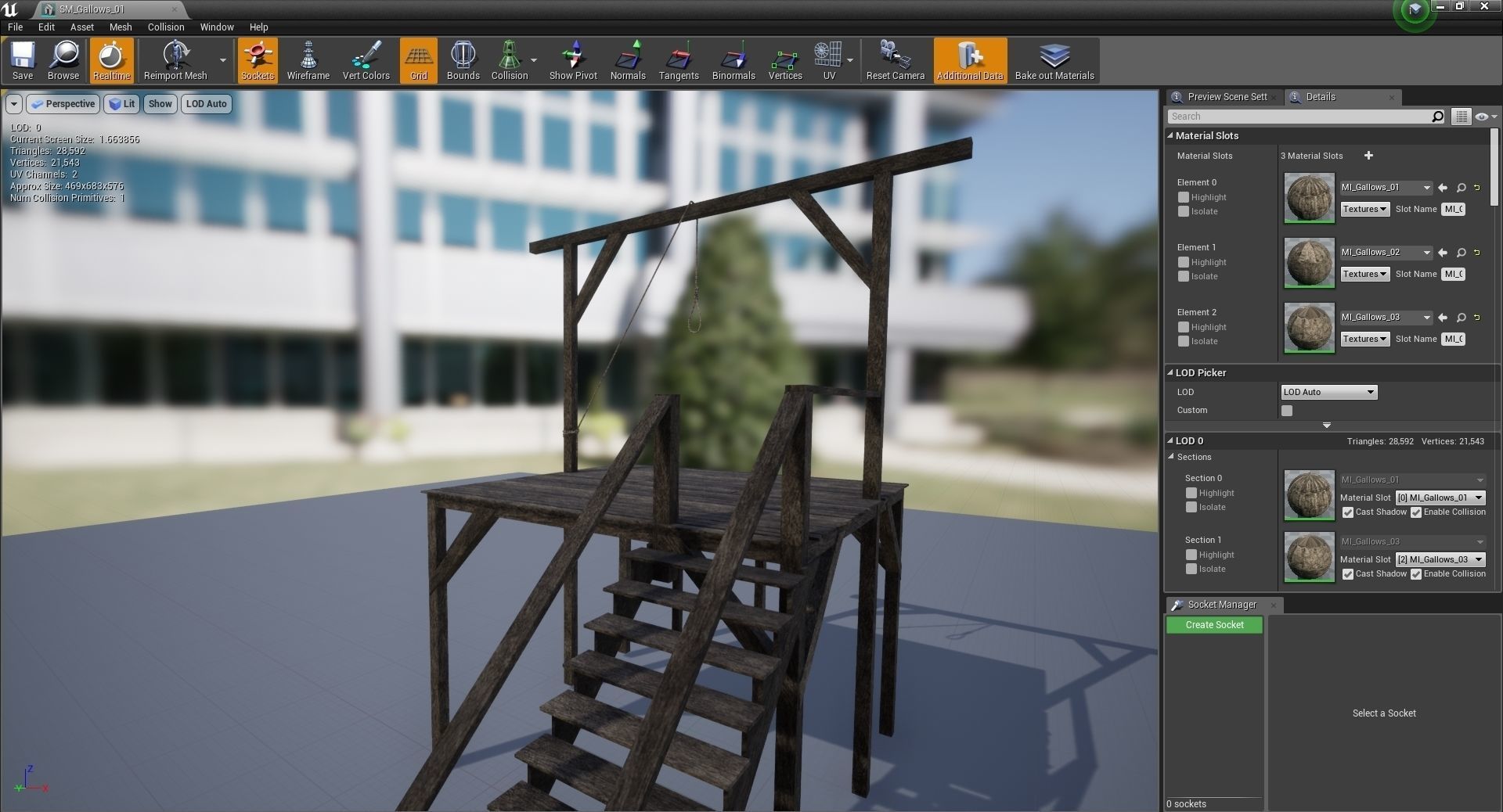 Western - Gallows Low-poly 3D model_9