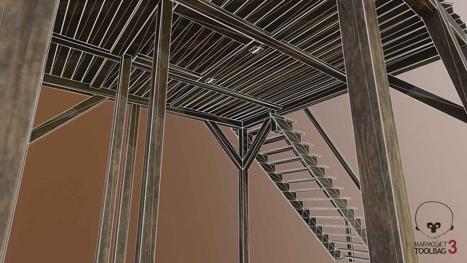 Western - Gallows Low-poly 3D model_5