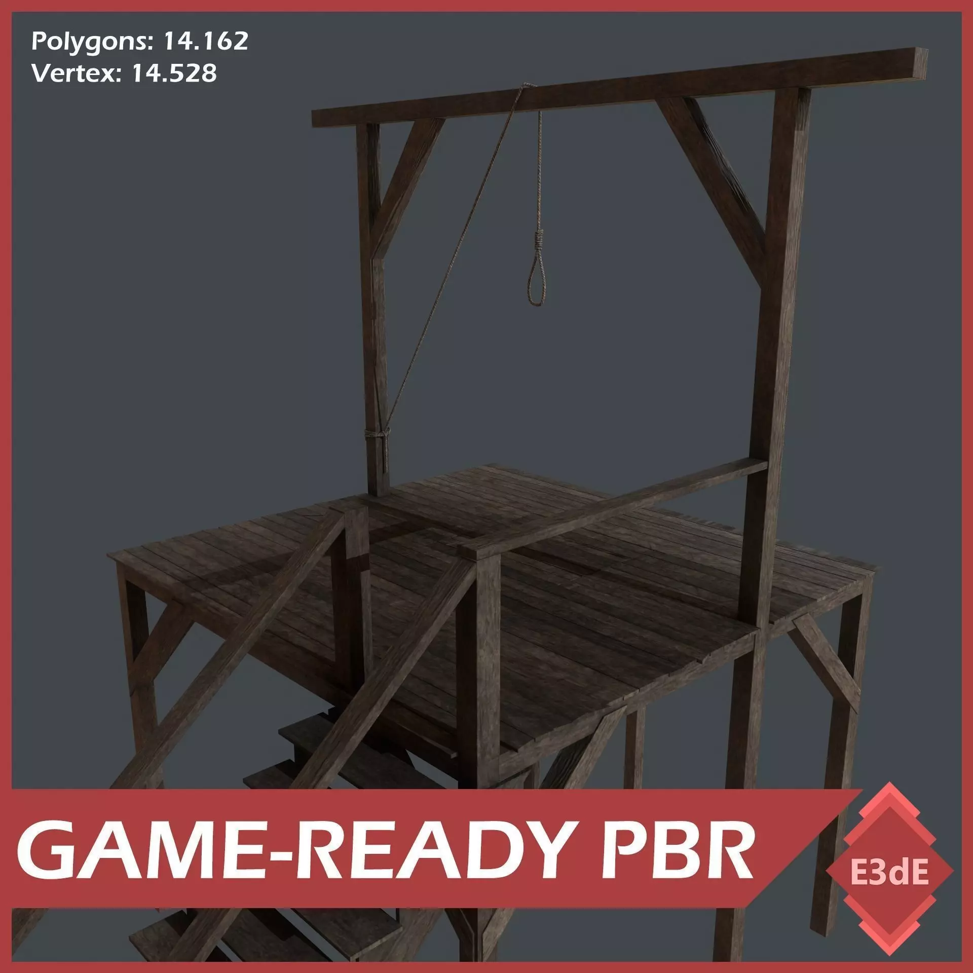 Western - Gallows Low-poly 3D model_0