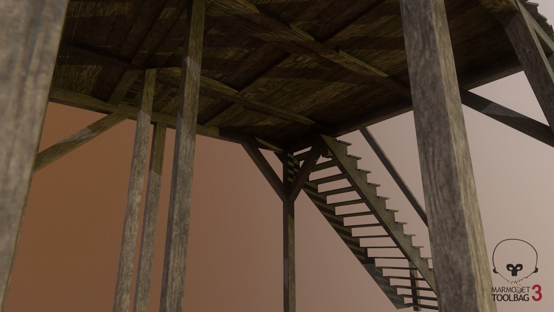 Western - Gallows Low-poly 3D model_4