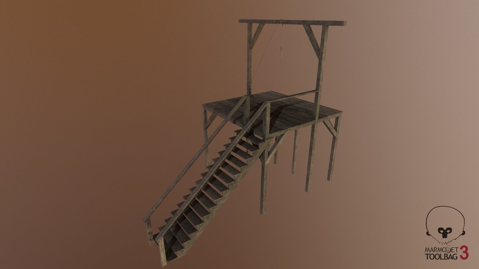 Western - Gallows Low-poly 3D model_1