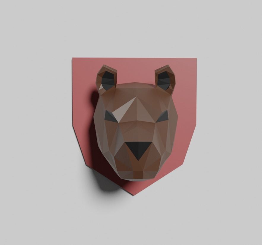 Low poly animal heads Low-poly 3D model_7