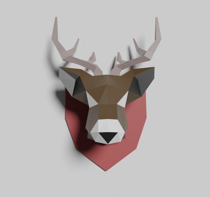 Low poly animal heads Low-poly 3D model_3