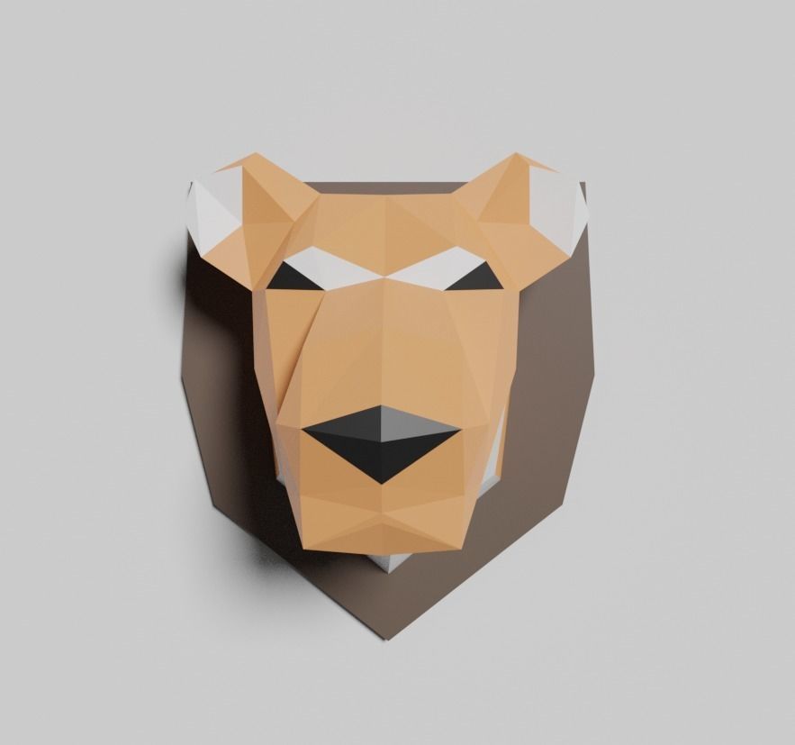 Low poly animal heads Low-poly 3D model_4