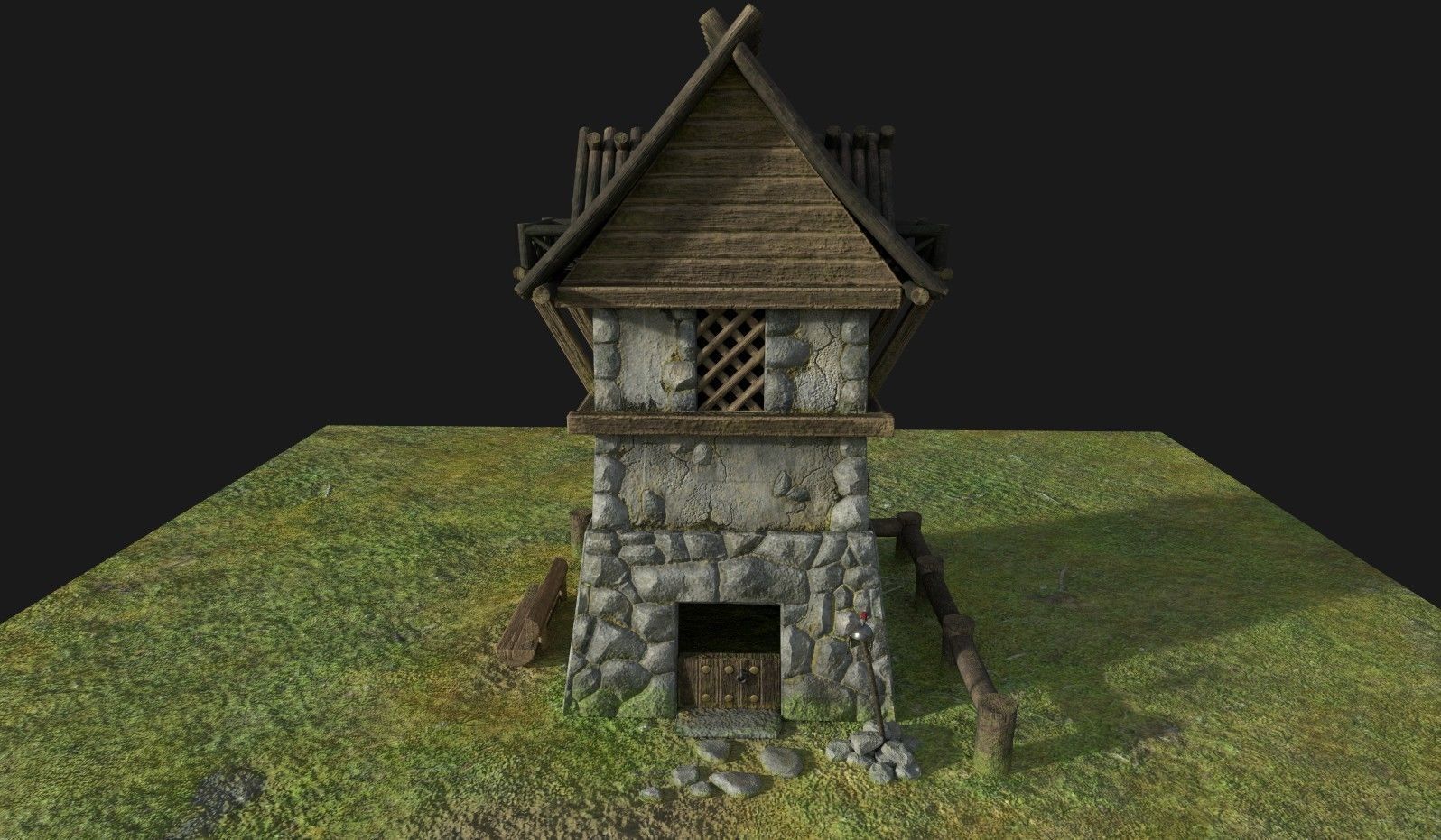 Asterix Styled house Low-poly 3D model_1