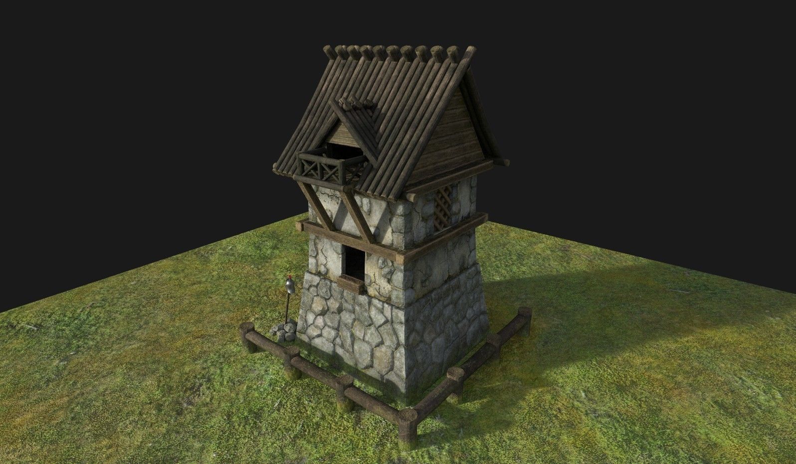 Asterix Styled house Low-poly 3D model_2