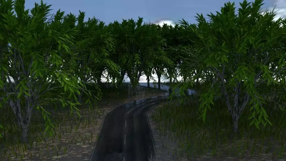 forest road in woods Free 3D model_0