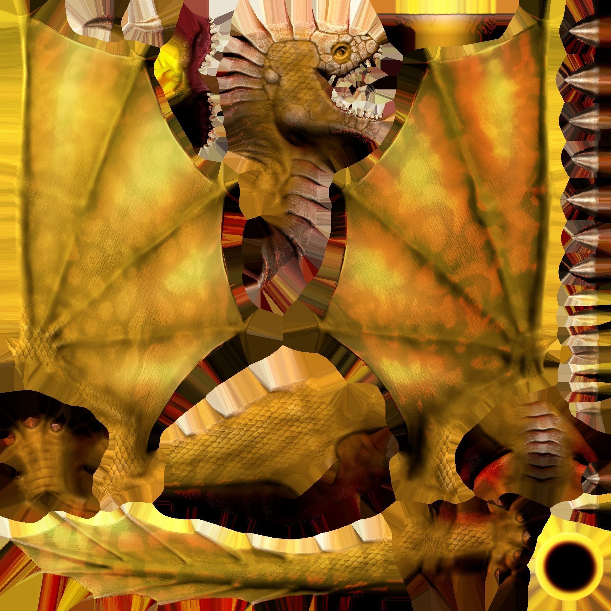 Dragon creature with wings Low-poly 3D model_9