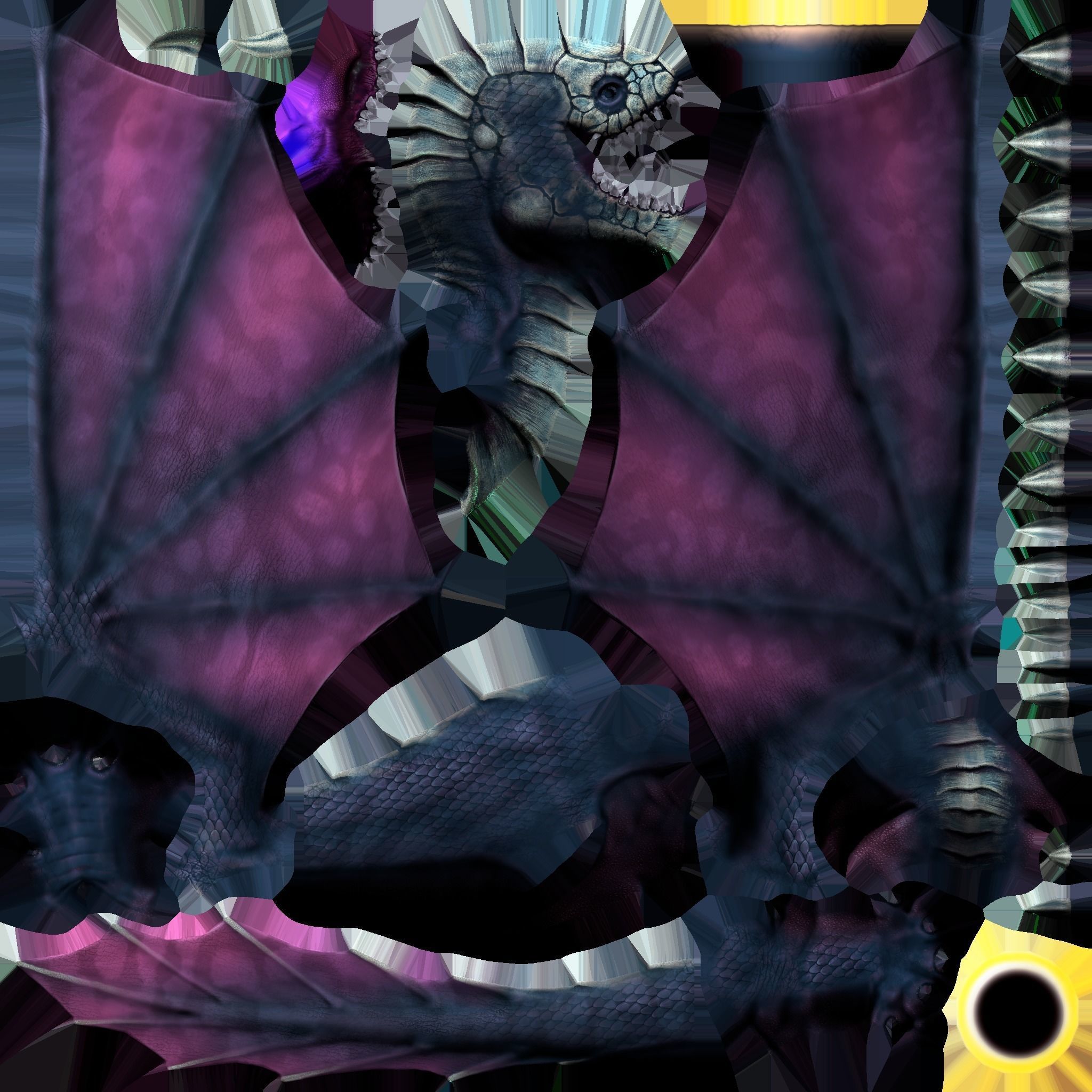 Dragon creature with wings Low-poly 3D model_8