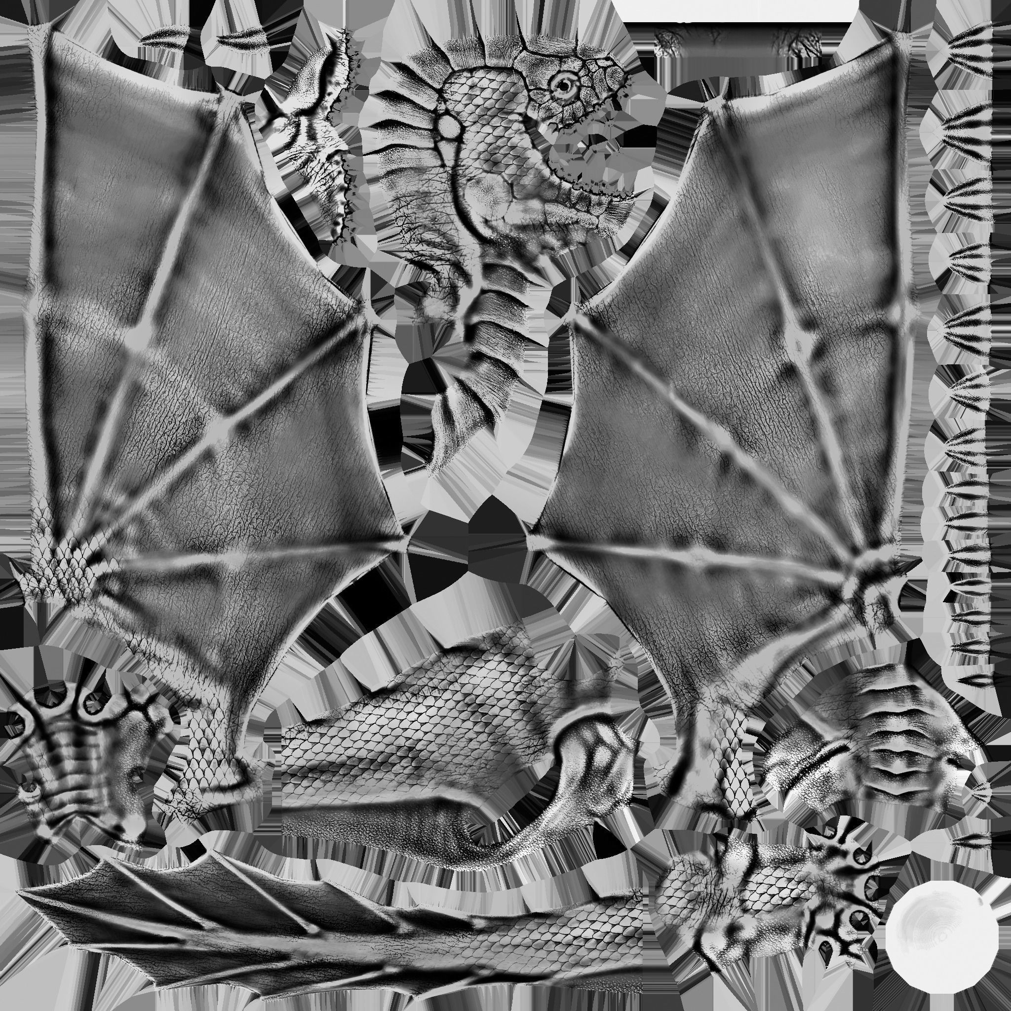 Dragon creature with wings Low-poly 3D model_13