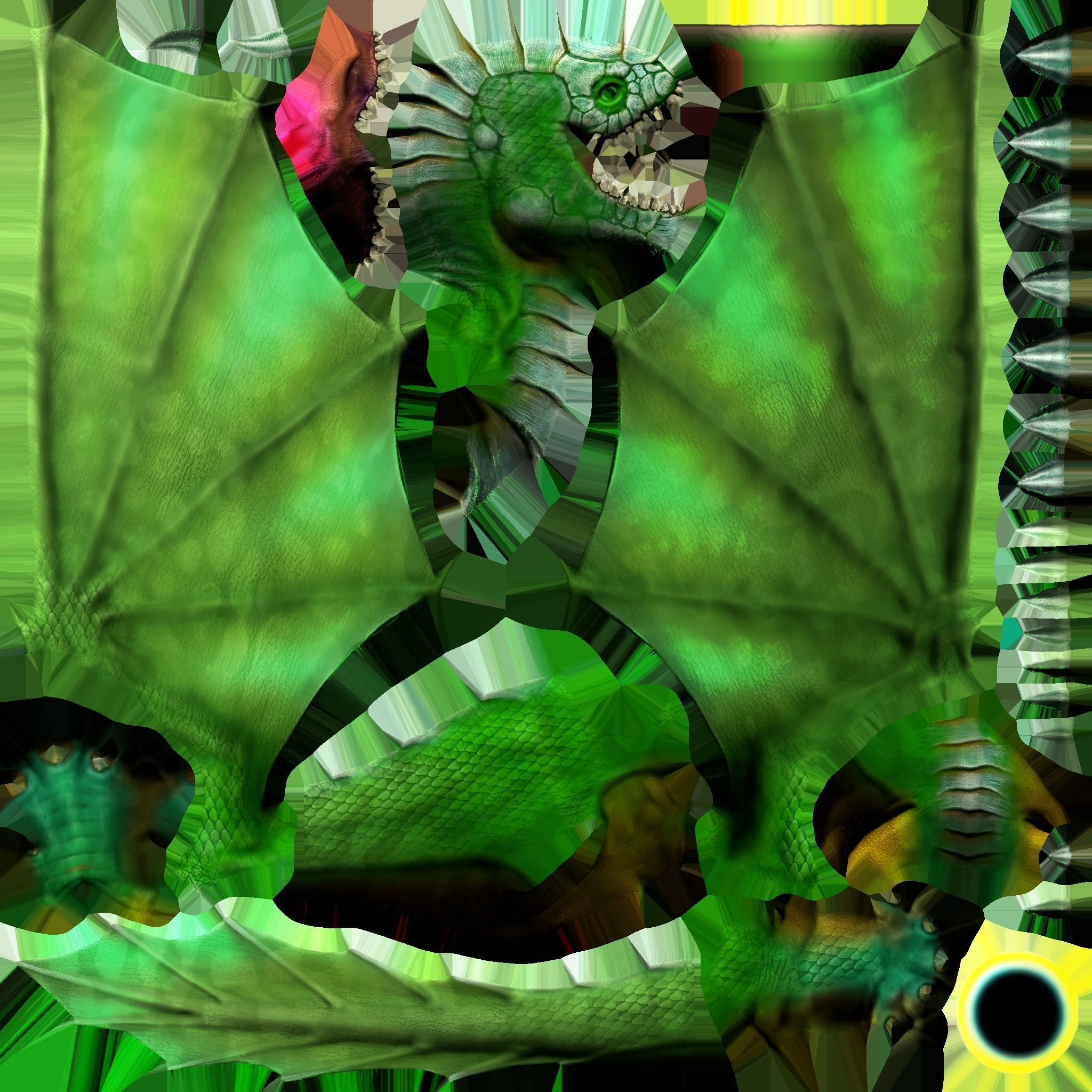 Dragon creature with wings Low-poly 3D model_10