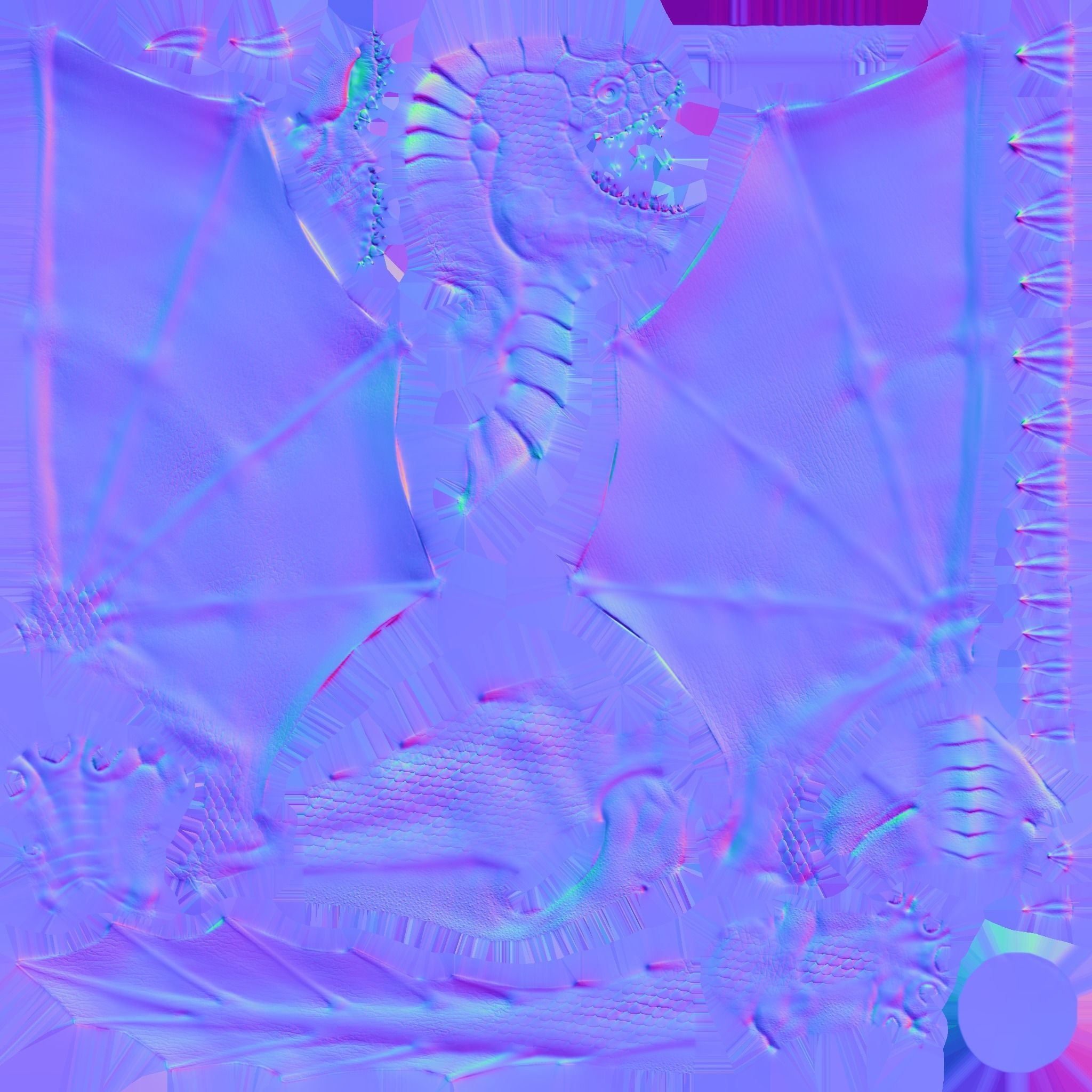 Dragon creature with wings Low-poly 3D model_11