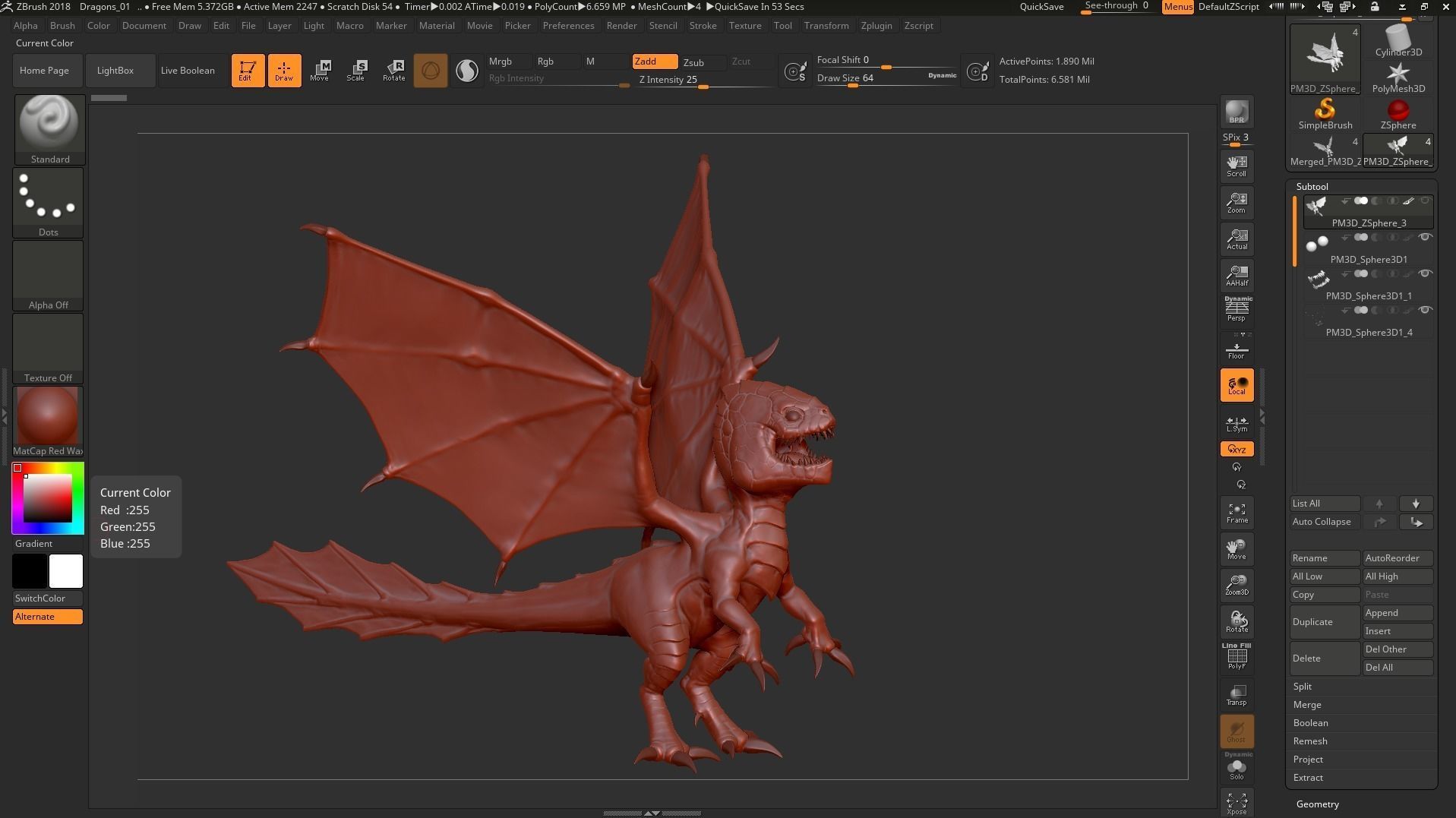 Dragon creature with wings Low-poly 3D model_5