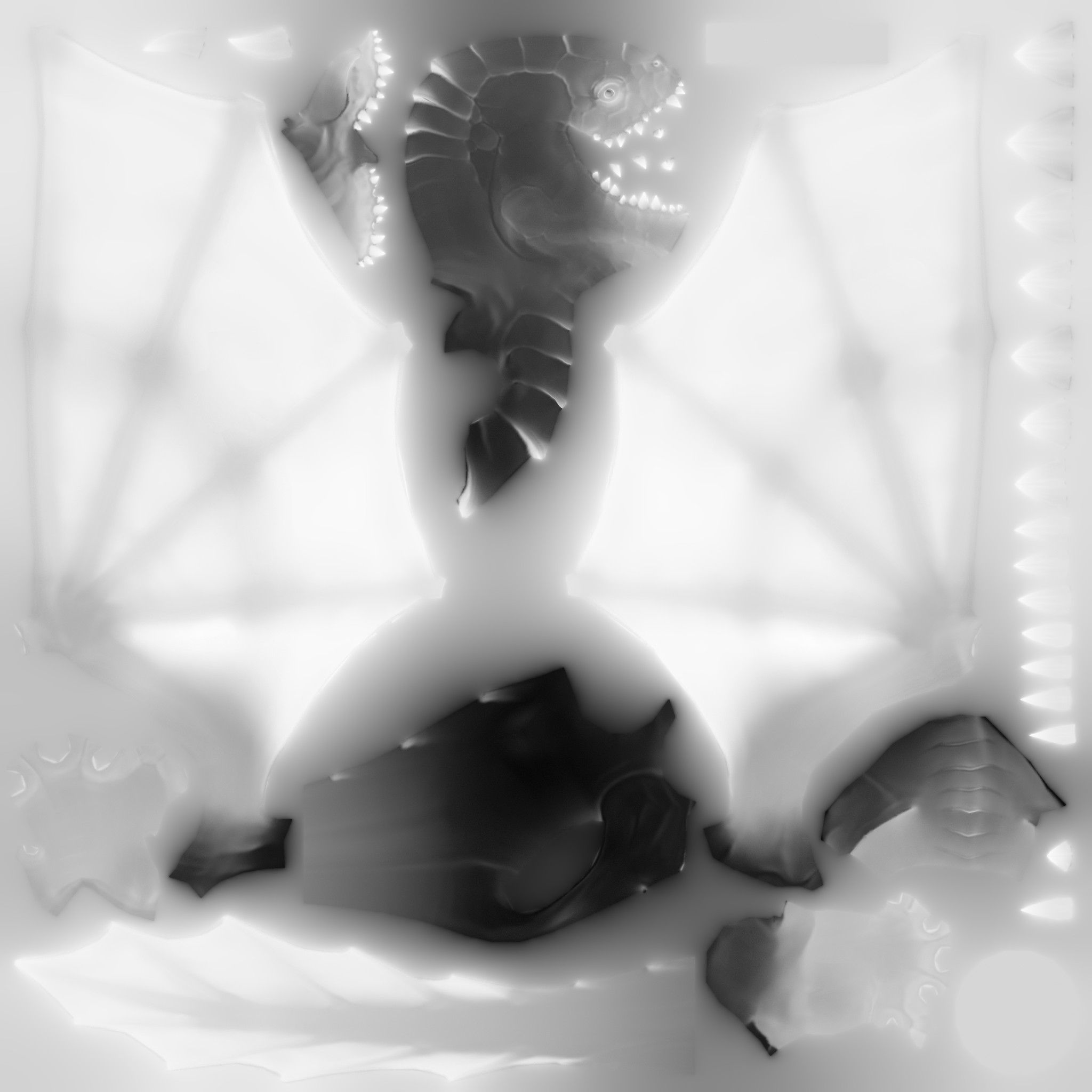 Dragon creature with wings Low-poly 3D model_12