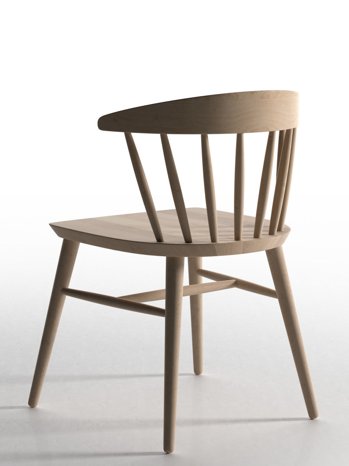 Chair 2 with wooden seat and back 3D model_1
