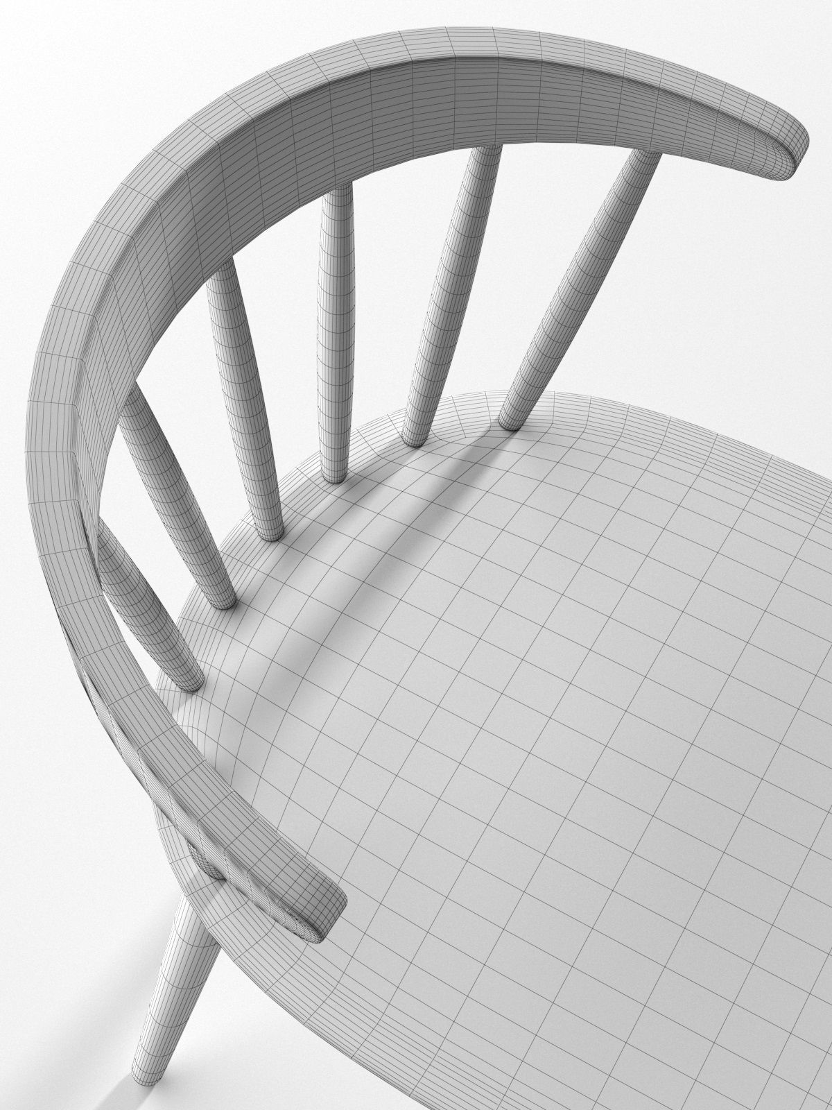 Chair 2 with wooden seat and back 3D model_4