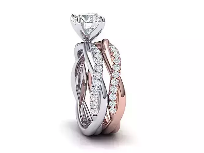 Wedding set with 1ct stone Printable 3d models 3D Model Collection