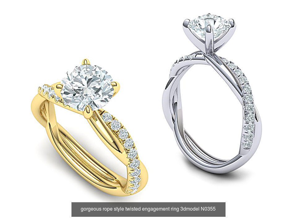 Wedding set with 1ct stone Printable 3d models 3D Model Collection_2