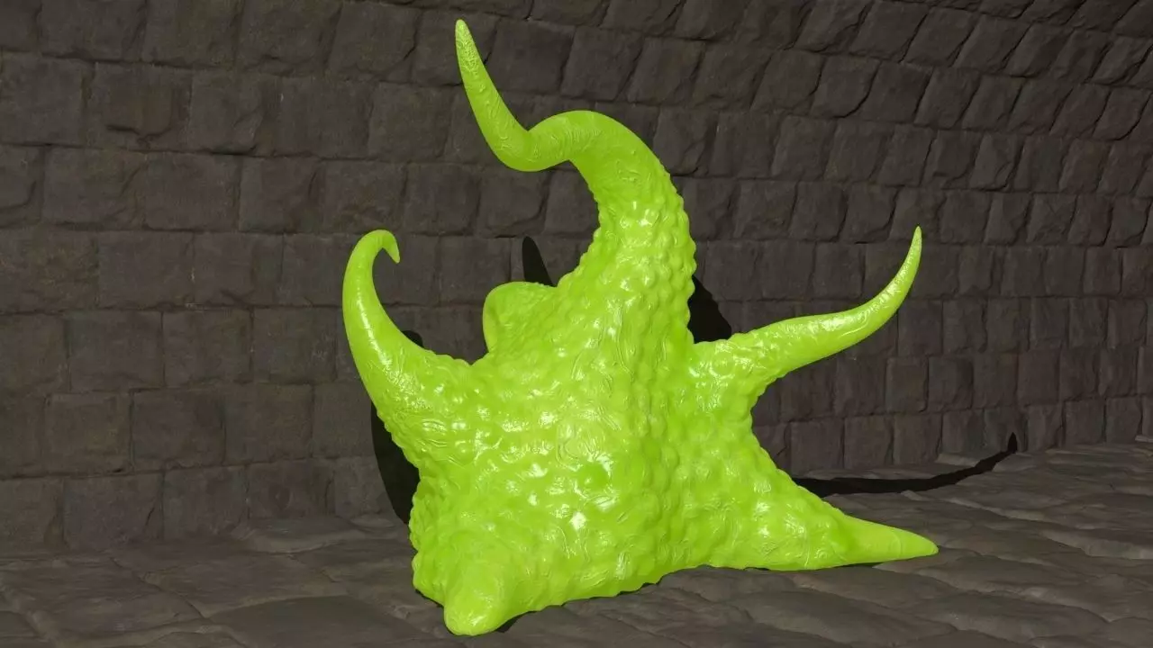 Slime creature with long tentacles 3D model_0
