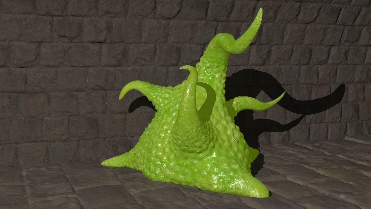 Slime creature with long tentacles 3D model_2