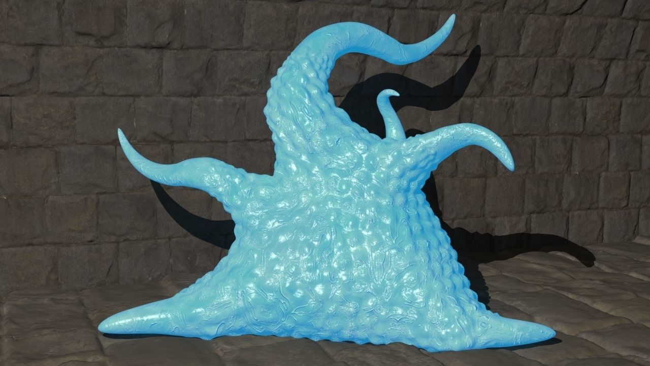 Slime creature with long tentacles 3D model_3
