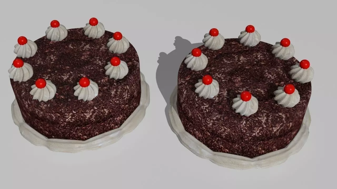 6 cakes birthday cake with candles 3D model_0