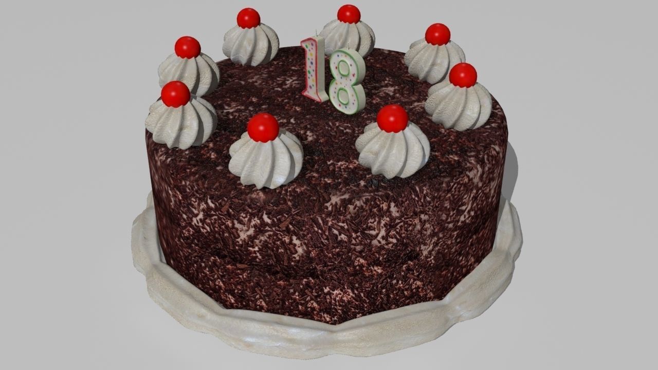 6 cakes birthday cake with candles 3D model_2