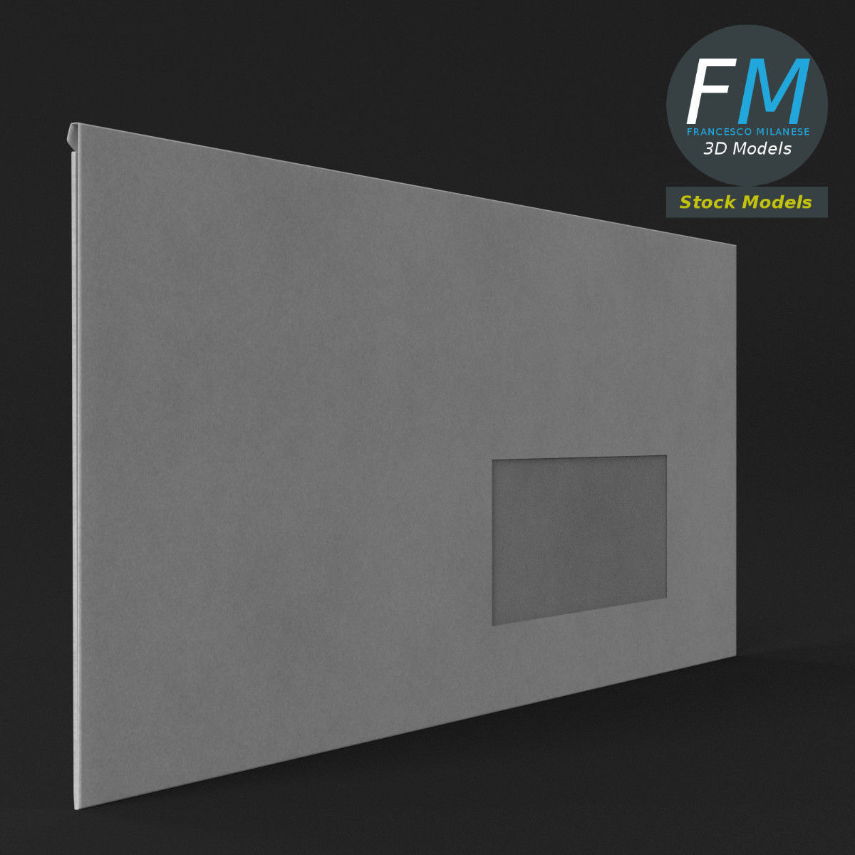 Windowed envelope Low-poly 3D model_5