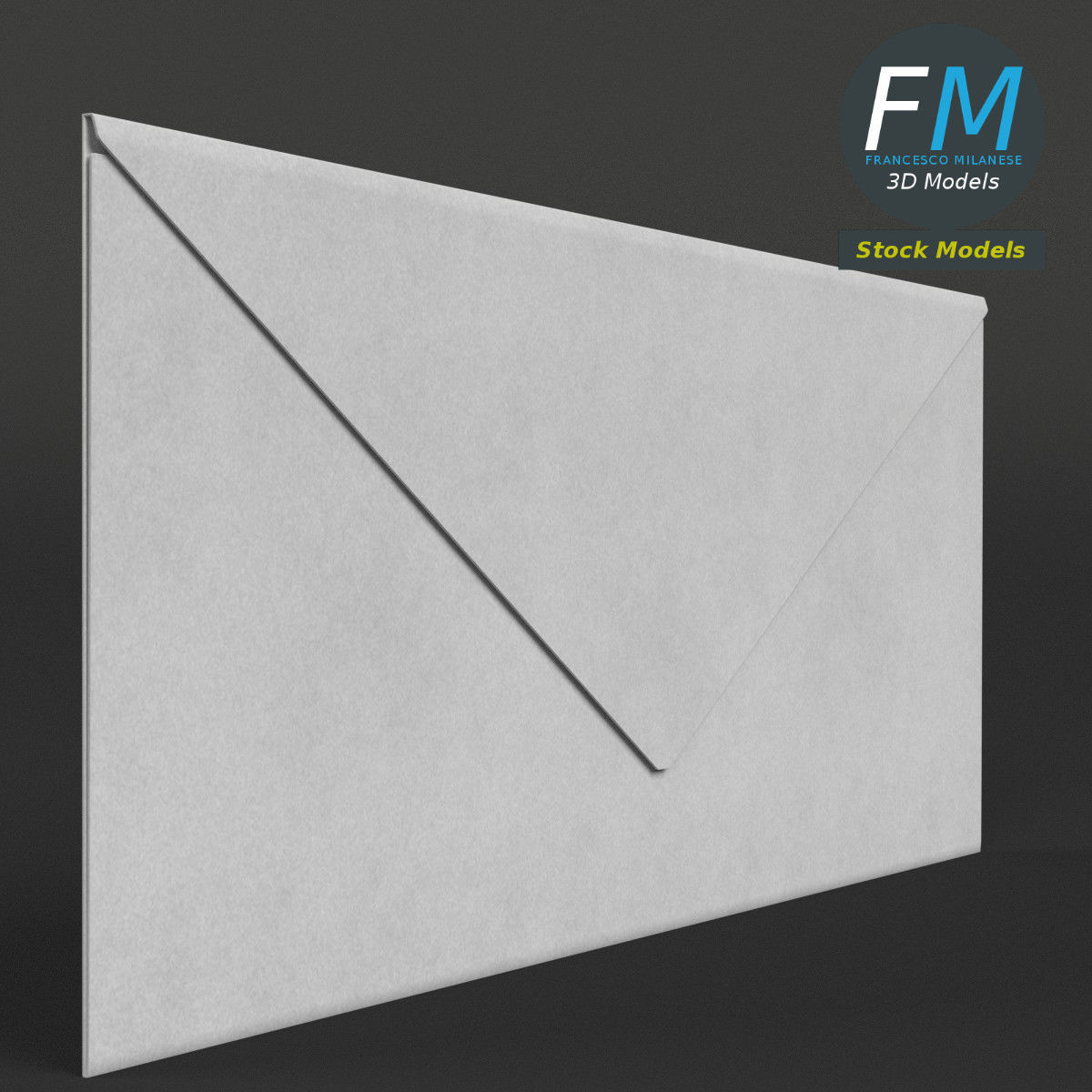 Windowed envelope Low-poly 3D model_4