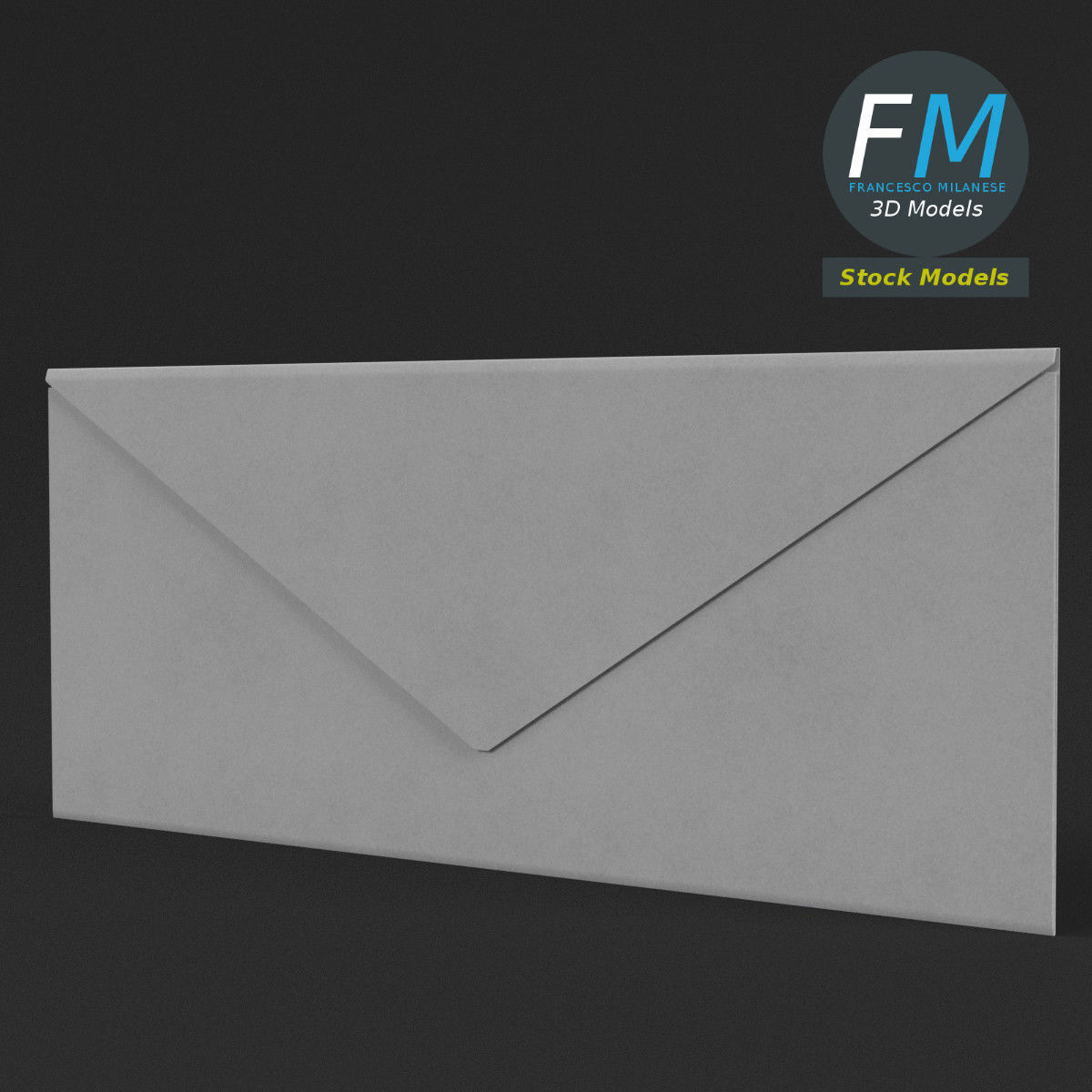 Windowed envelope Low-poly 3D model_3