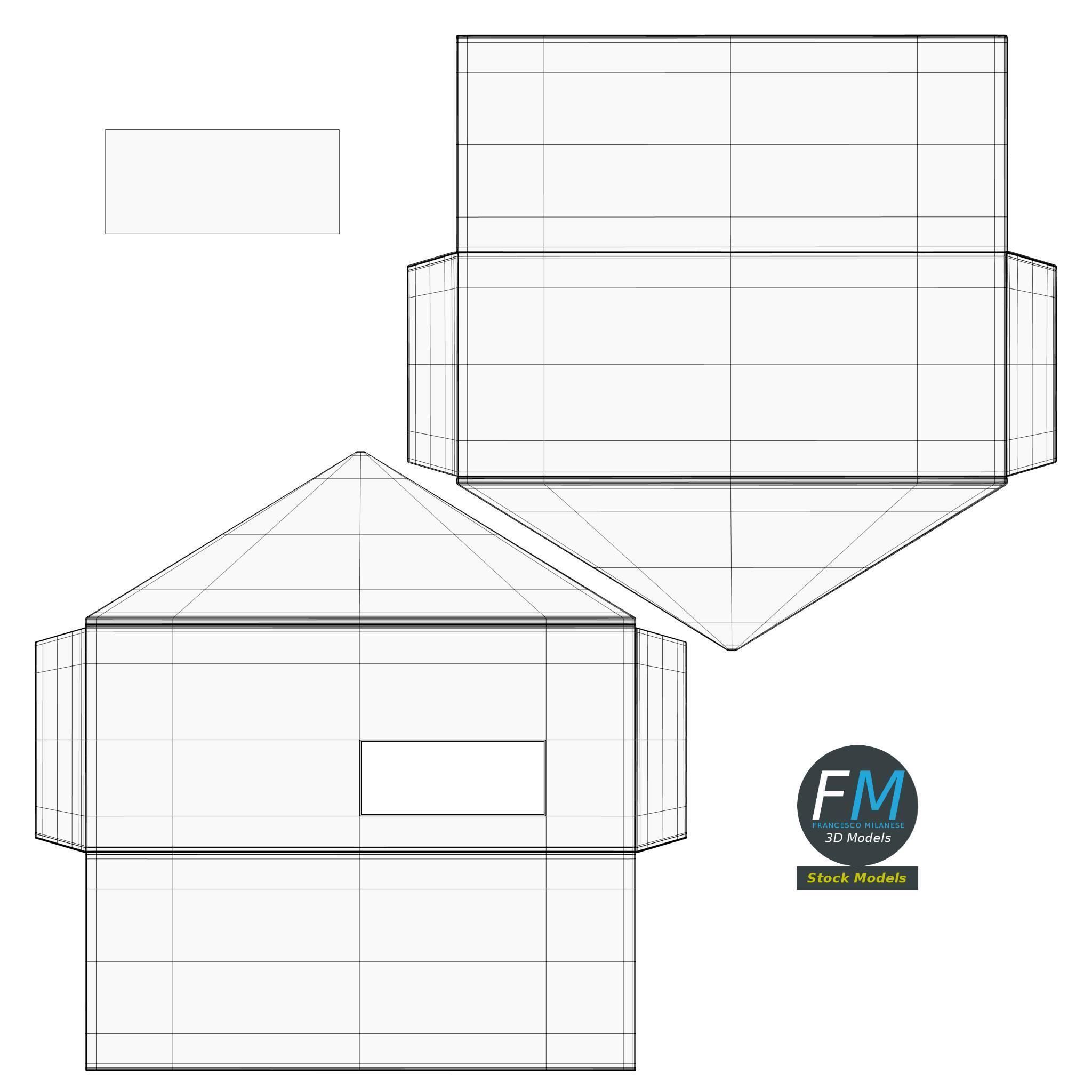 Windowed envelope Low-poly 3D model_11