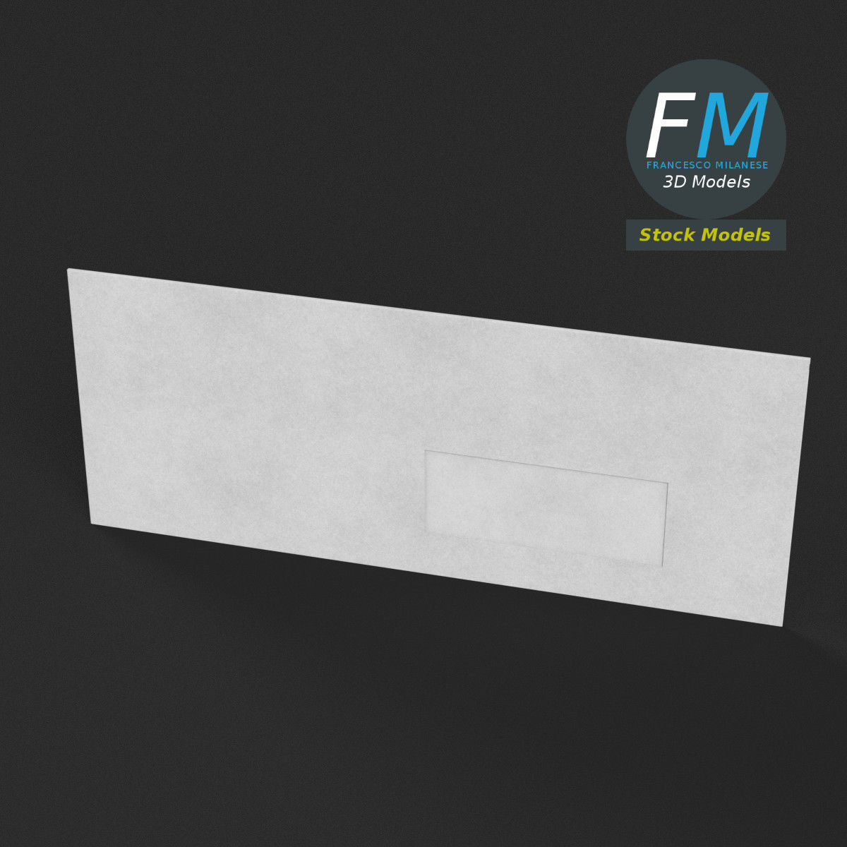 Windowed envelope Low-poly 3D model_2