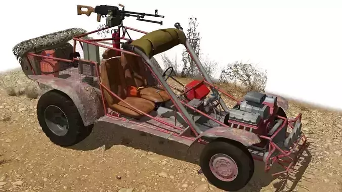 buggy jeep with gun 3D model