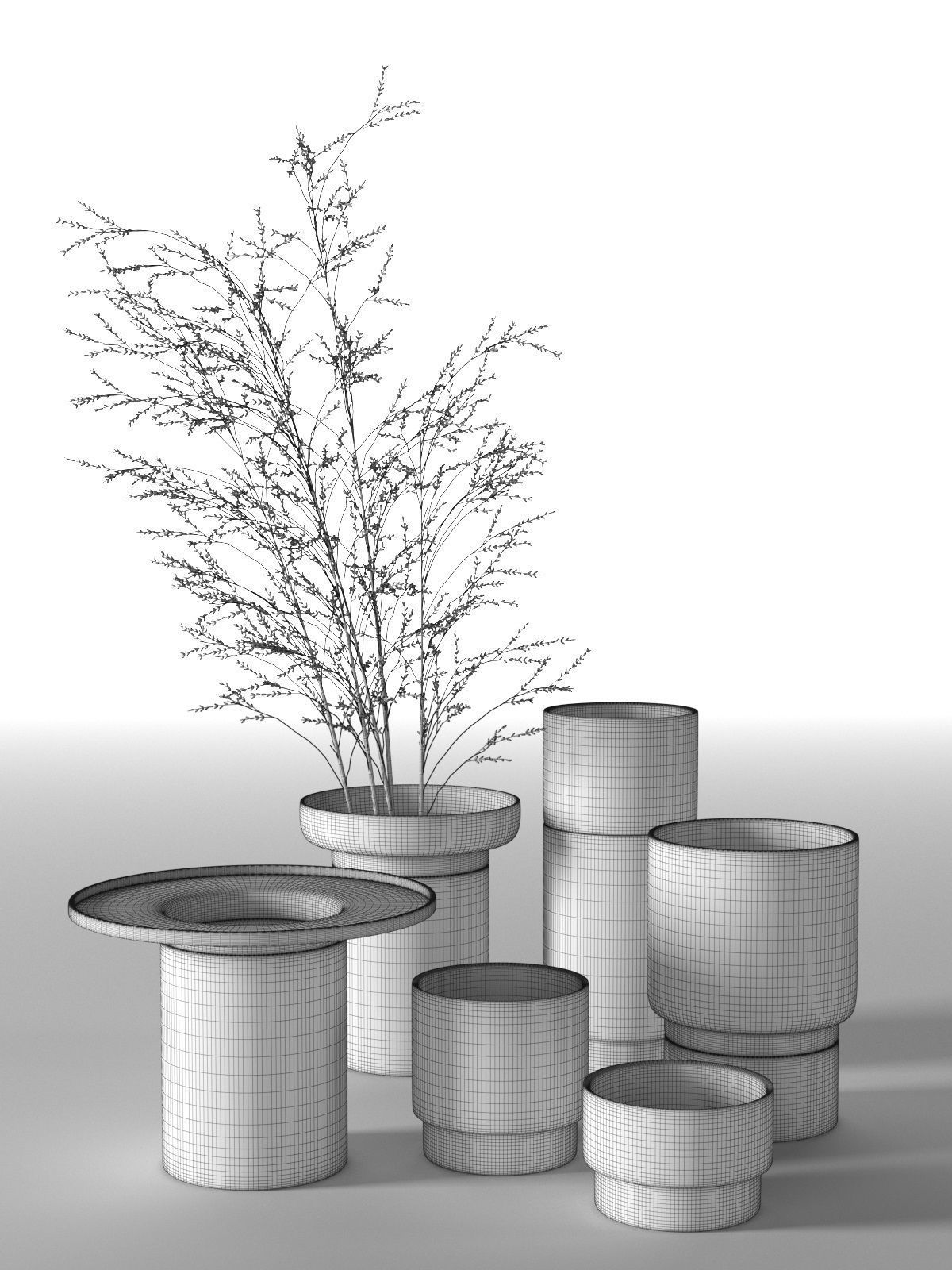 Vases with Plants 2 3D model_3