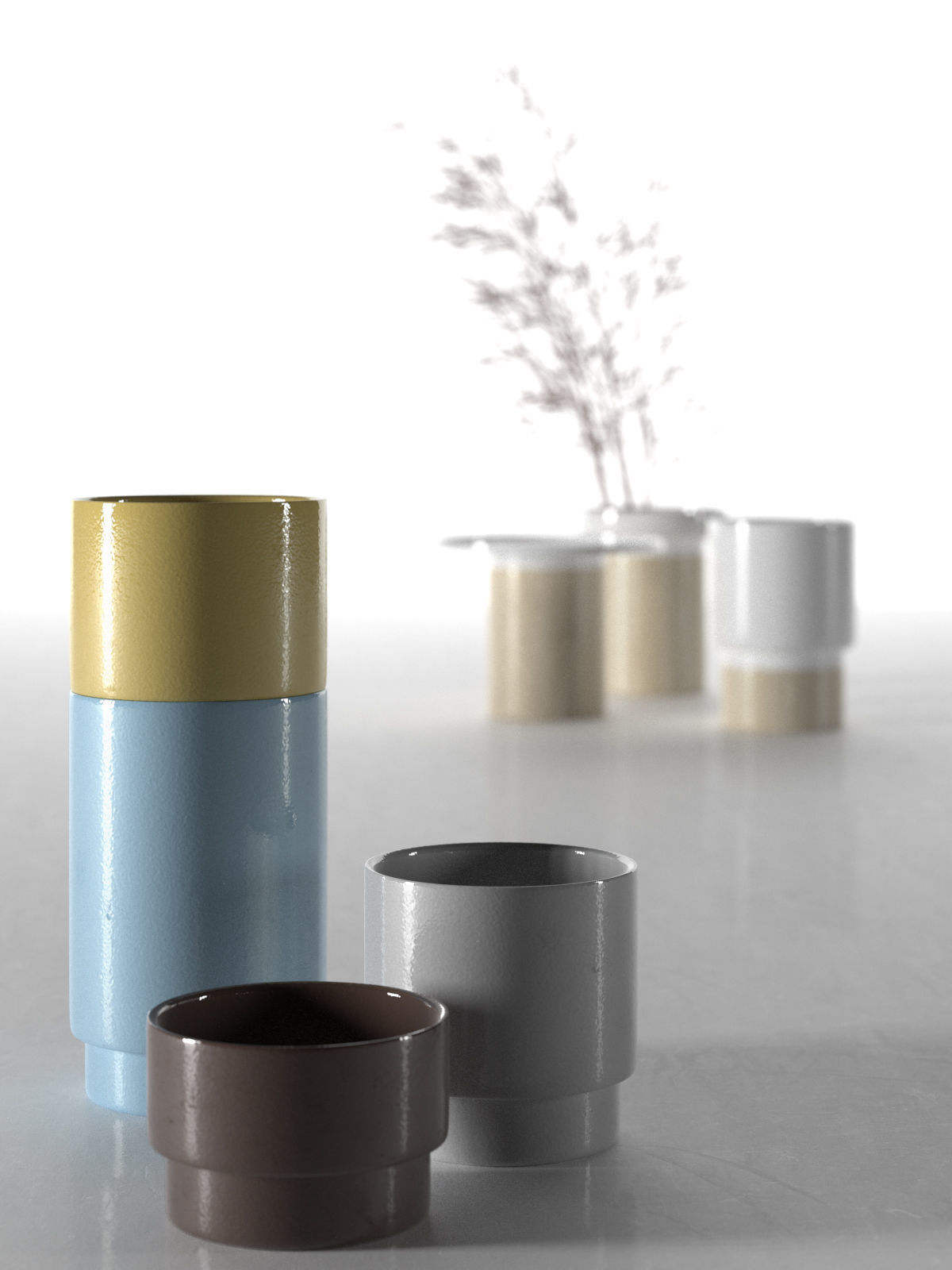 Vases with Plants 2 3D model_2