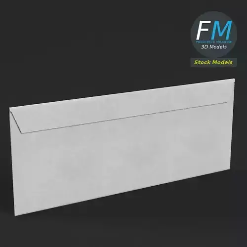 White envelope Low-poly 3D model
