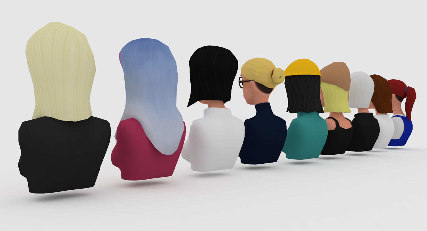 Nine VR female character avatars Low-poly 3D model_9