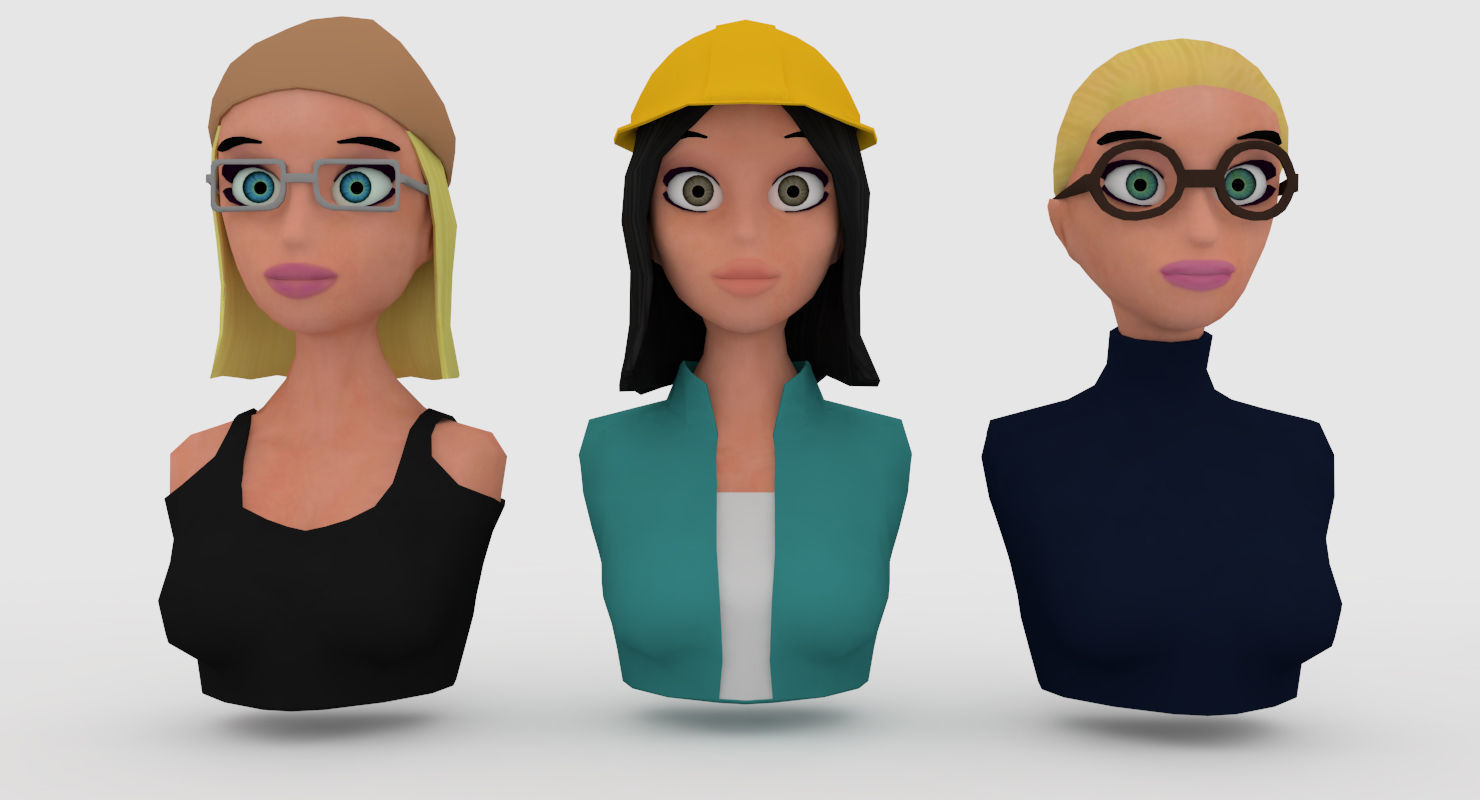 Nine VR female character avatars Low-poly 3D model_6