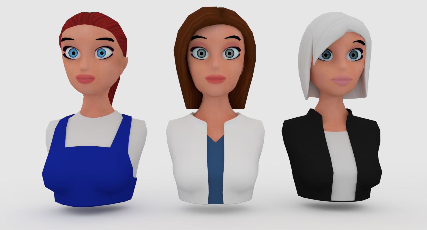 Nine VR female character avatars Low-poly 3D model_7