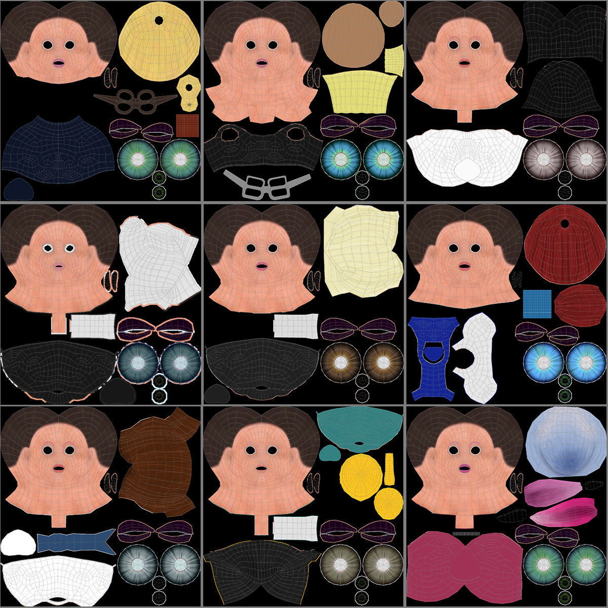 Nine VR female character avatars Low-poly 3D model_11