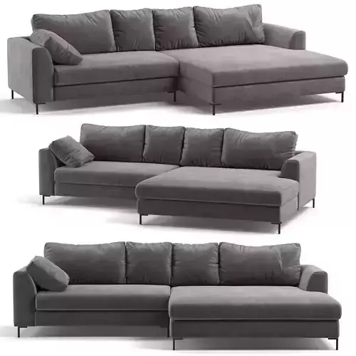 Kare Corner Sofa Black Gianna Velvet Grey Right