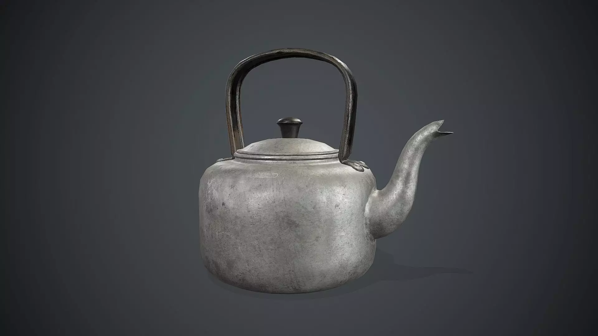 Old Aluminium Kettle PBR Game Ready Low-poly 3D model_0