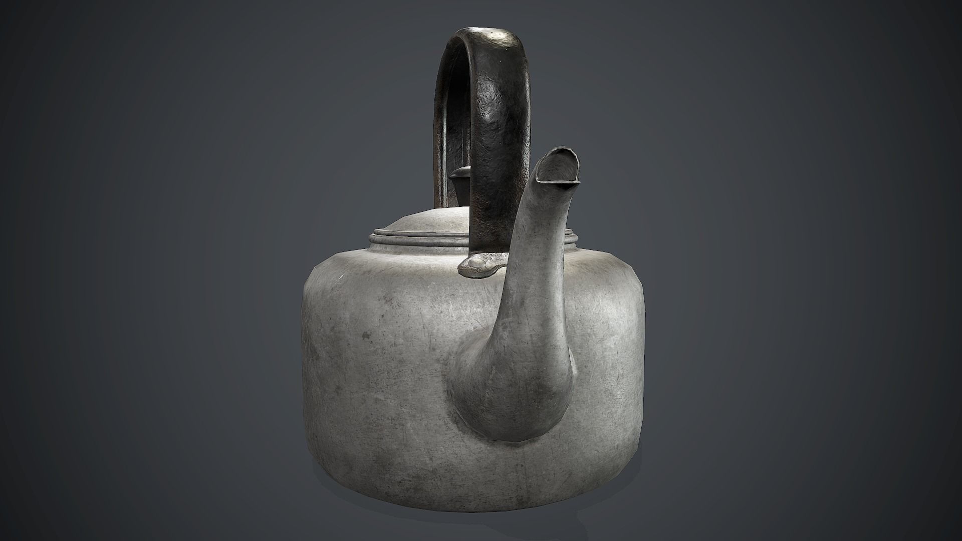 Old Aluminium Kettle PBR Game Ready Low-poly 3D model_10