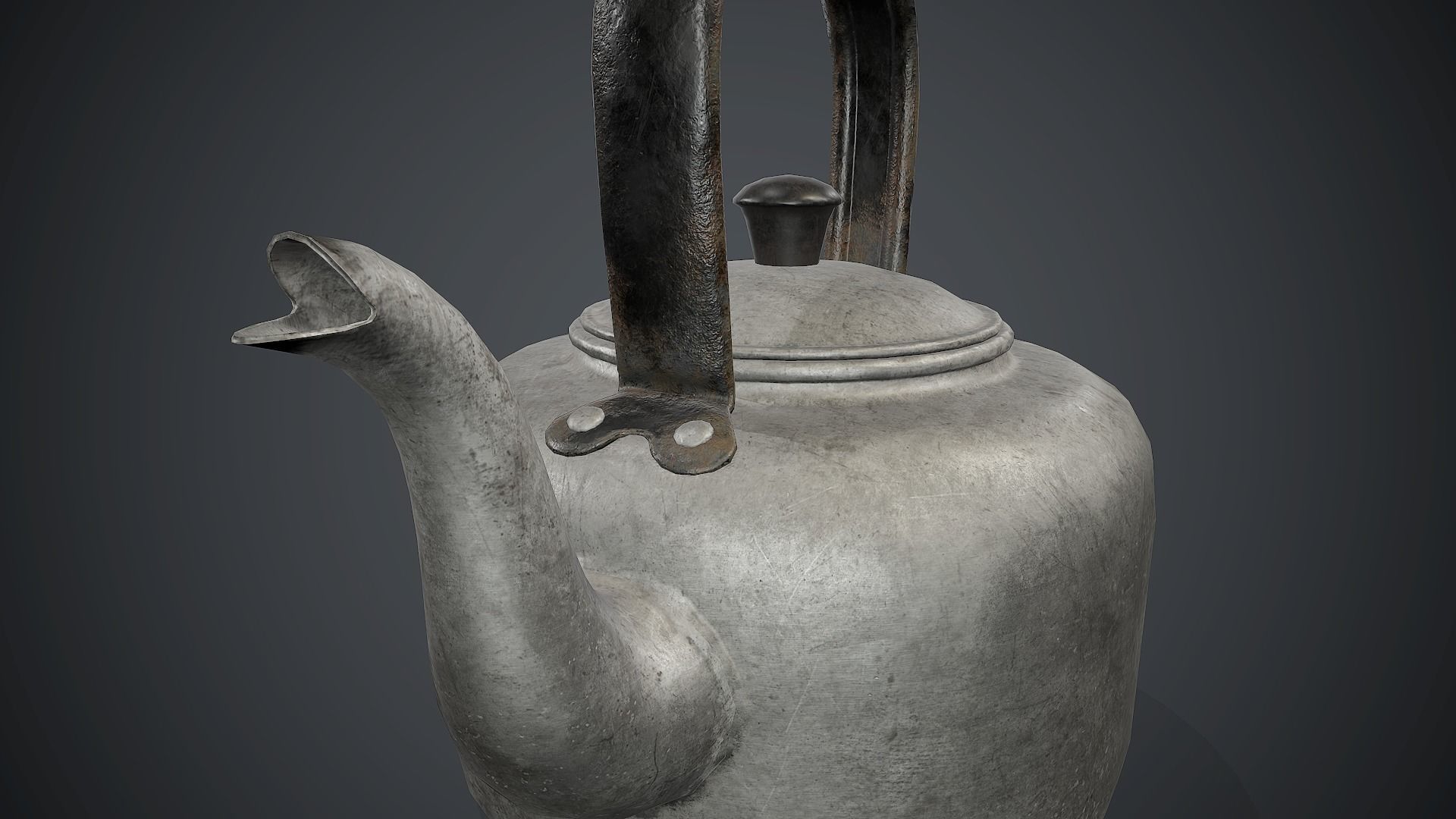 Old Aluminium Kettle PBR Game Ready Low-poly 3D model_13