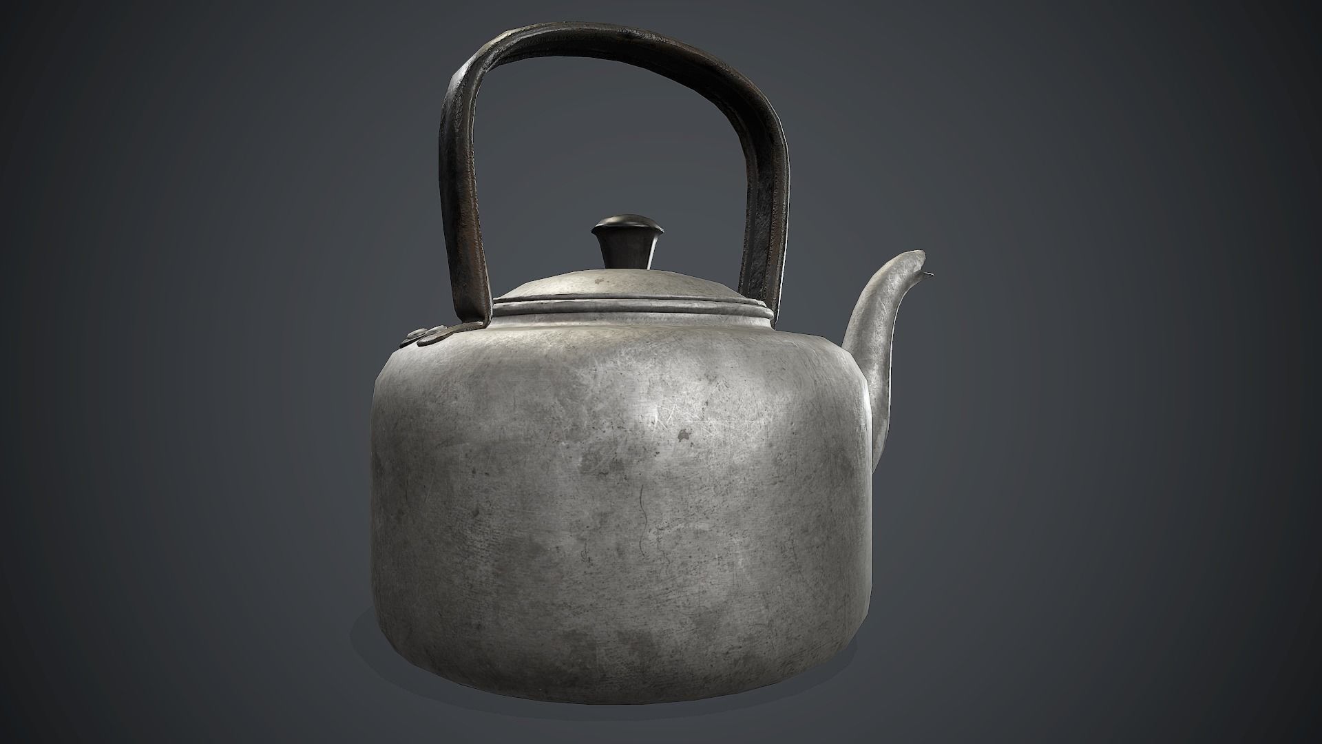 Old Aluminium Kettle PBR Game Ready Low-poly 3D model_4