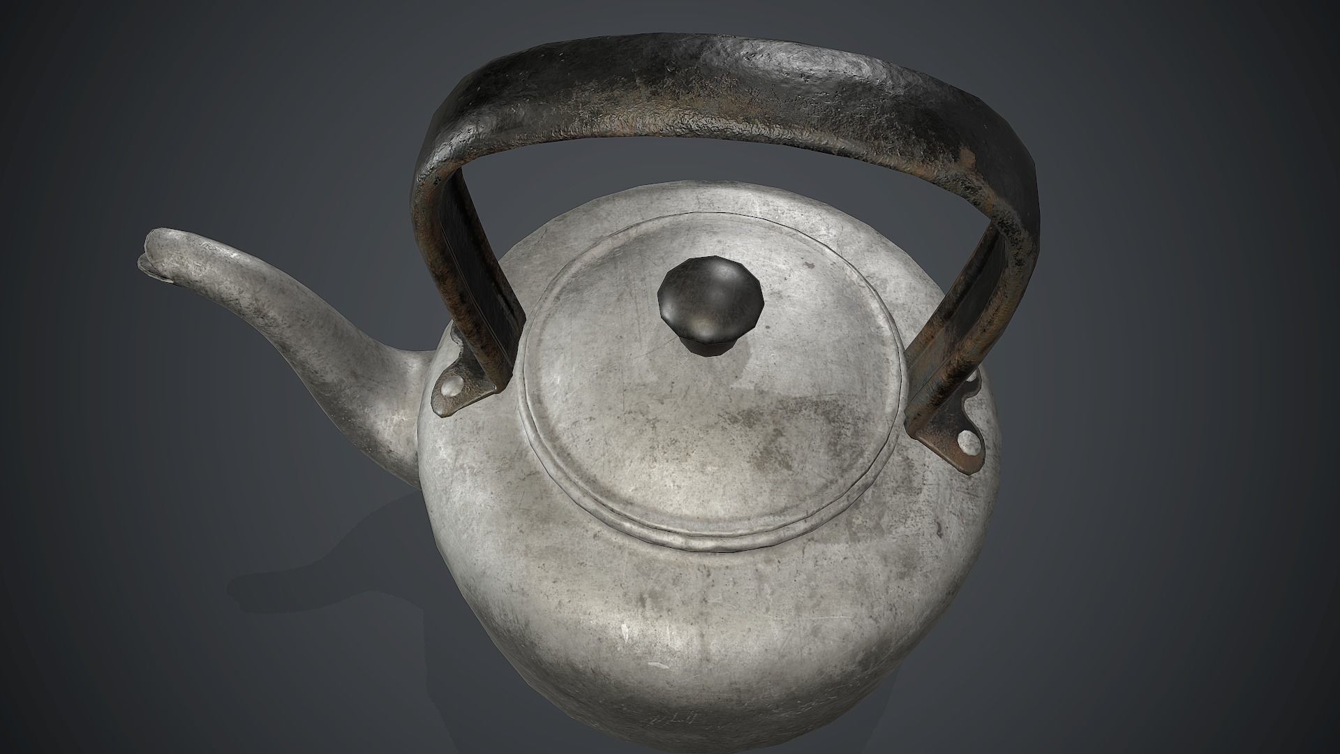 Old Aluminium Kettle PBR Game Ready Low-poly 3D model_5