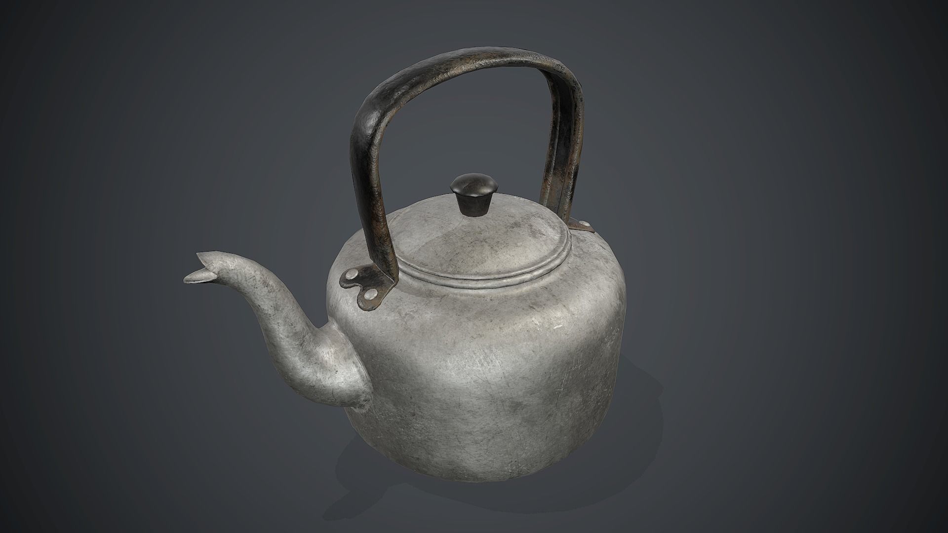 Old Aluminium Kettle PBR Game Ready Low-poly 3D model_3