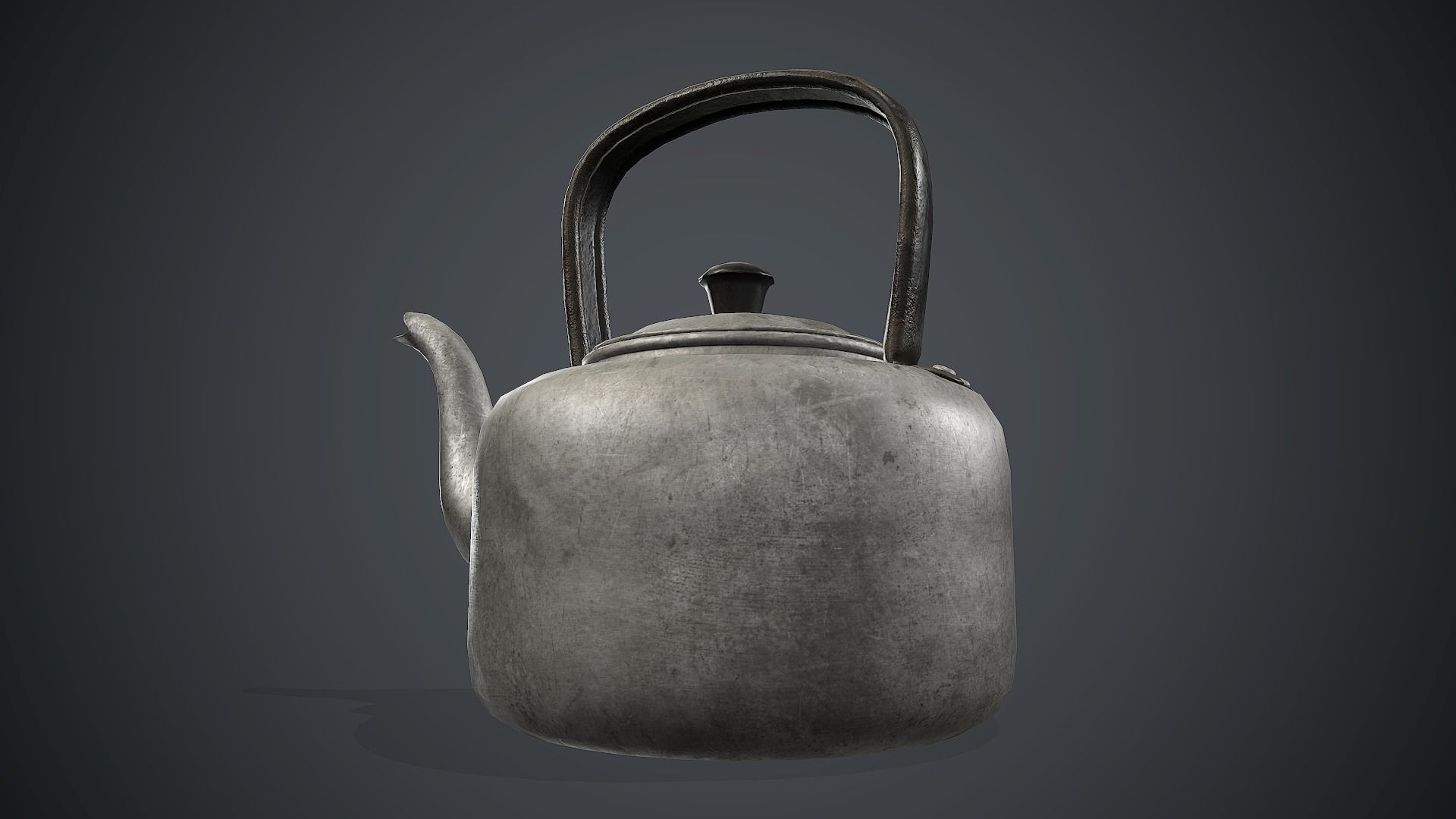 Old Aluminium Kettle PBR Game Ready Low-poly 3D model_2